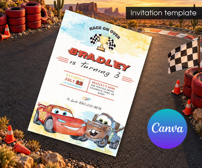 Cars Lightning McQueen Invitation mockup