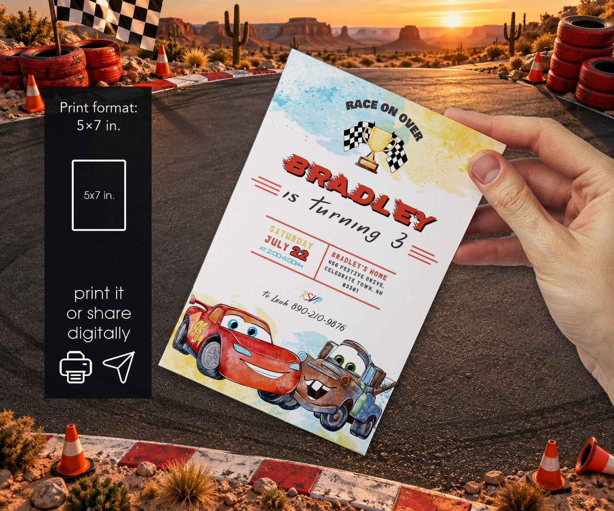 Cars Lightning McQueen Invitation mockup