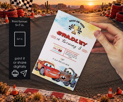 Cars Lightning McQueen Invitation mockup