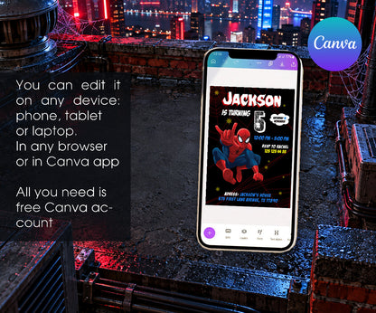 Spider-Man Spiderman Marvel Superhero Invitation mockup