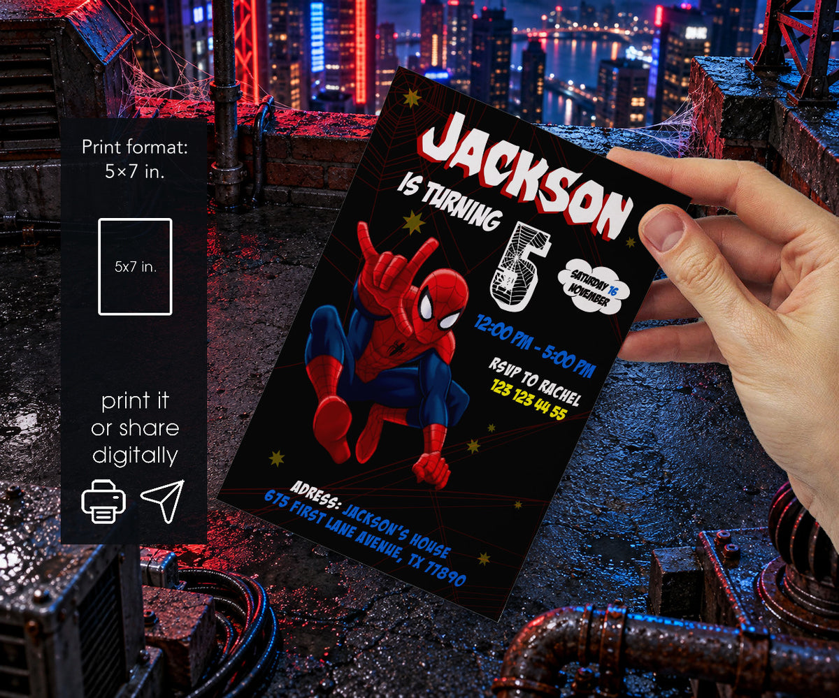 Spider-Man Spiderman Marvel Superhero Invitation mockup