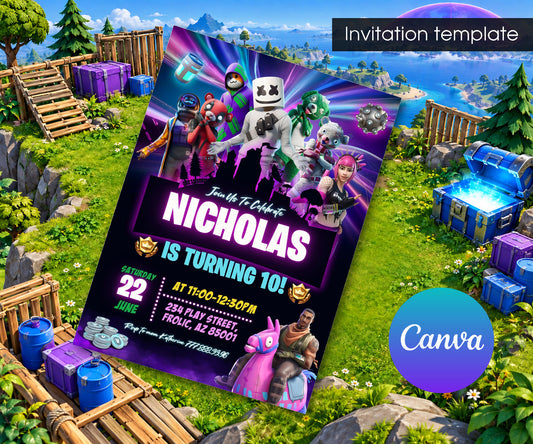 Fortnite Gamer Invitation mockup