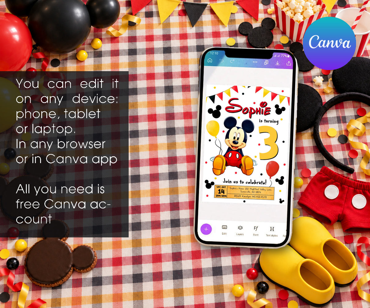 Mickey Mouse and Friends Invitation mockup