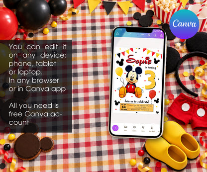 Mickey Mouse and Friends Invitation mockup
