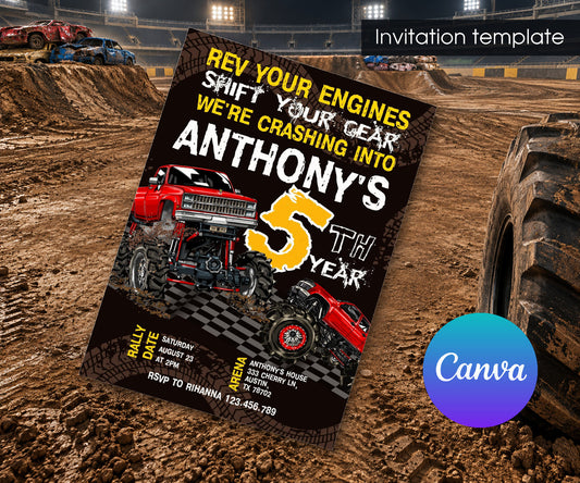 Monster Truck Invitation mockup