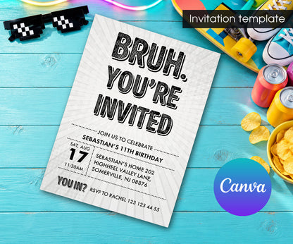 Bruh Birthday Invitation mockup