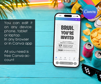 Bruh Birthday Invitation mockup