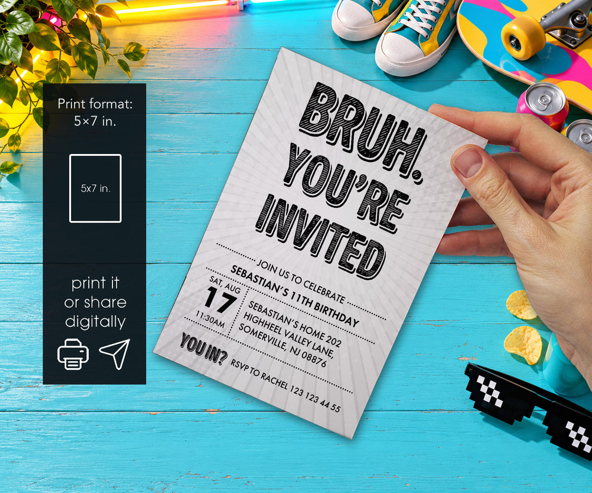 Bruh Birthday Invitation mockup