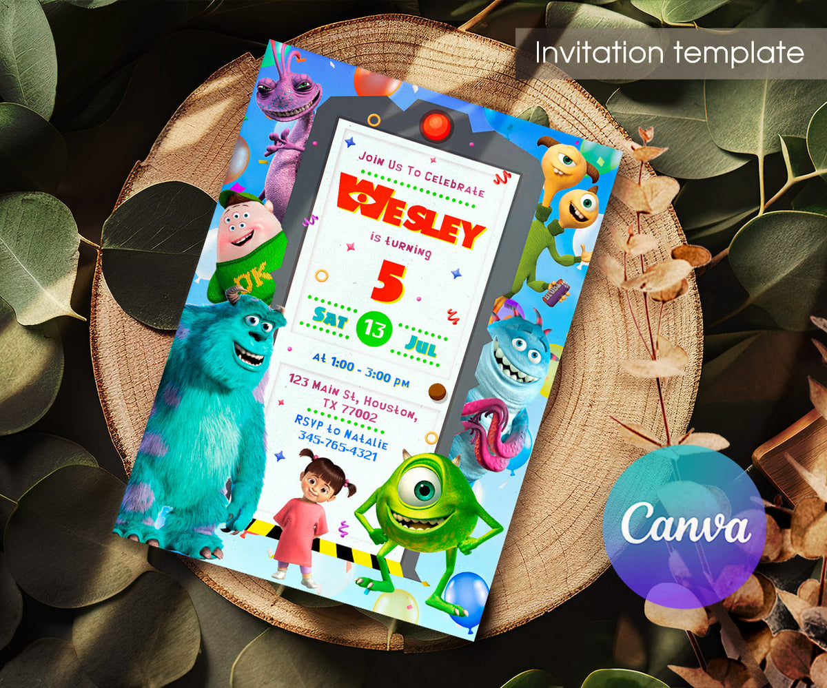 Monsters, Inc. customizable invitation template | Share or Print | XX753