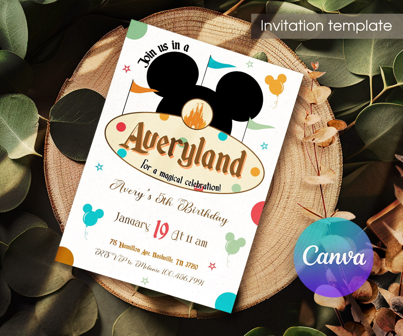 Disneyland customizable invitation template | Share or Print | girl | KW807