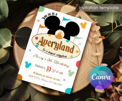 Disneyland customizable invitation template | Share or Print | girl | KW807