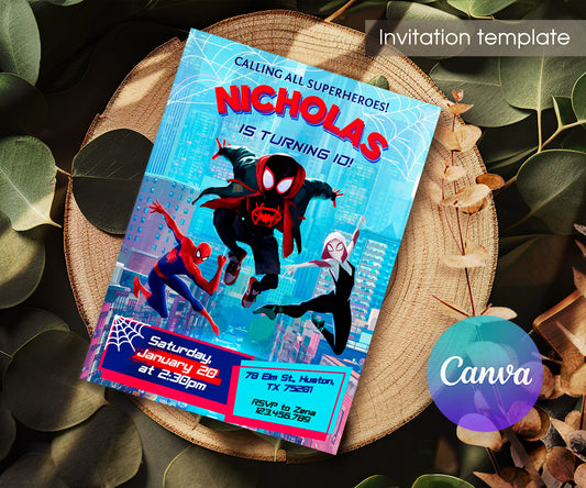 Spider Man Across the Spider-Verse customizable invitation template | Share or Print | boy | OJ701
