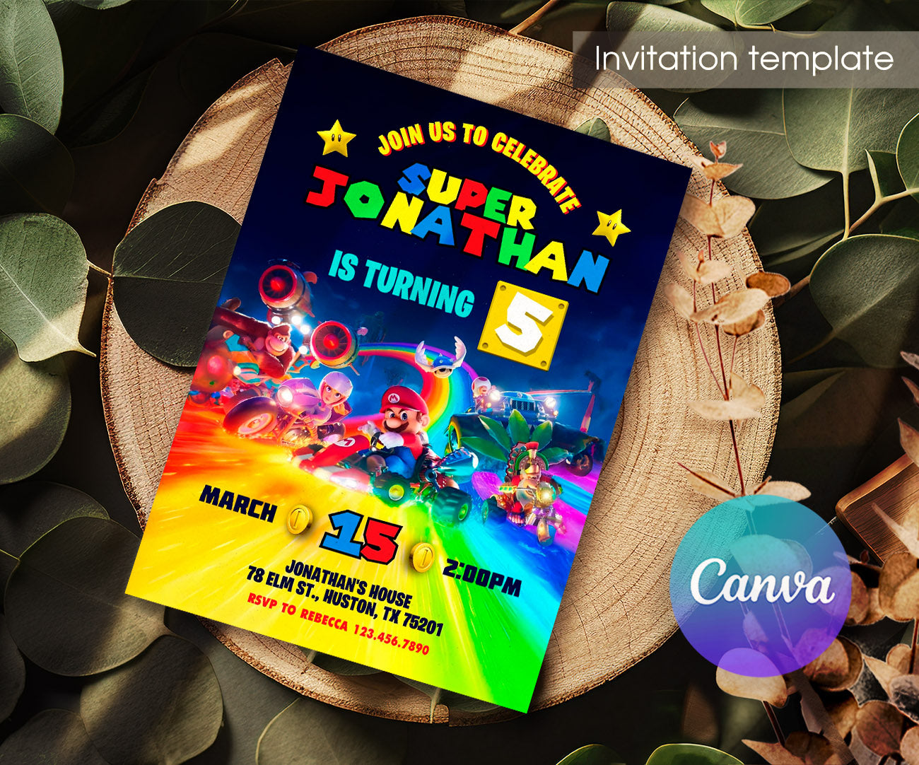 Super Mario Bros customizable invitation template | Share or Print | BP853