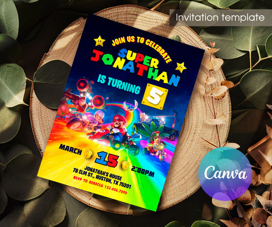 Super Mario Bros customizable invitation template | Share or Print | BP853