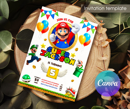 Super Mario Bros customizable invitation template | Share or Print | BH342