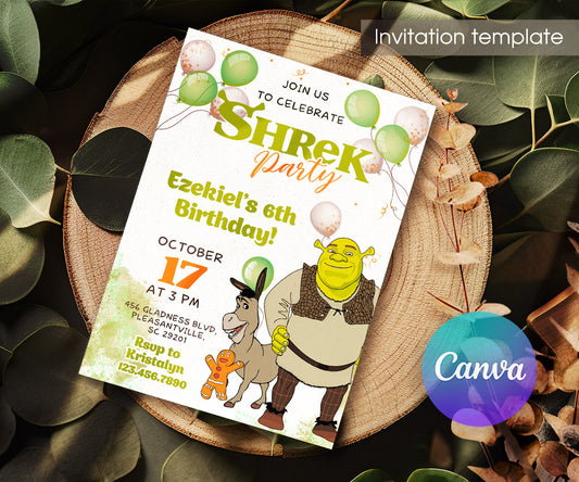 Shrek customizable invitation template | Share or Print | OZ667