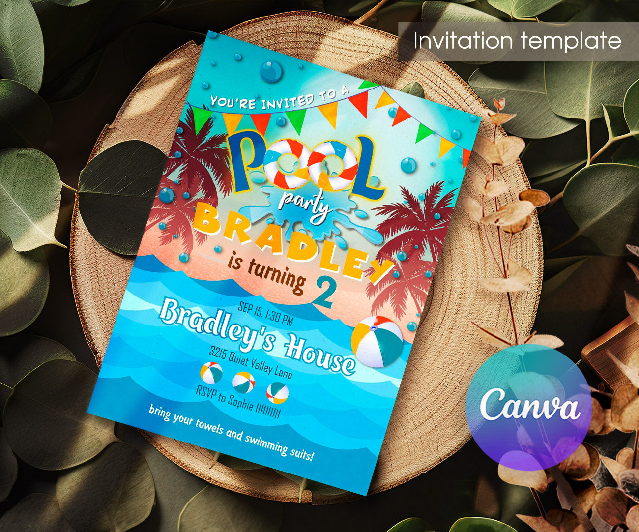 Pool Party customizable invitation template | Share or Print | ZR969