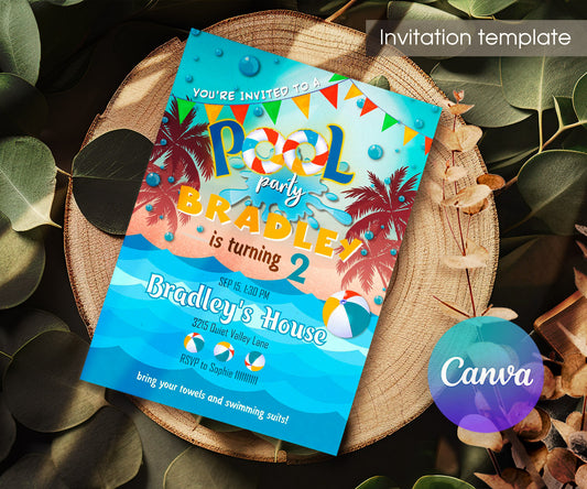 Pool Party customizable invitation template | Share or Print | ZR969
