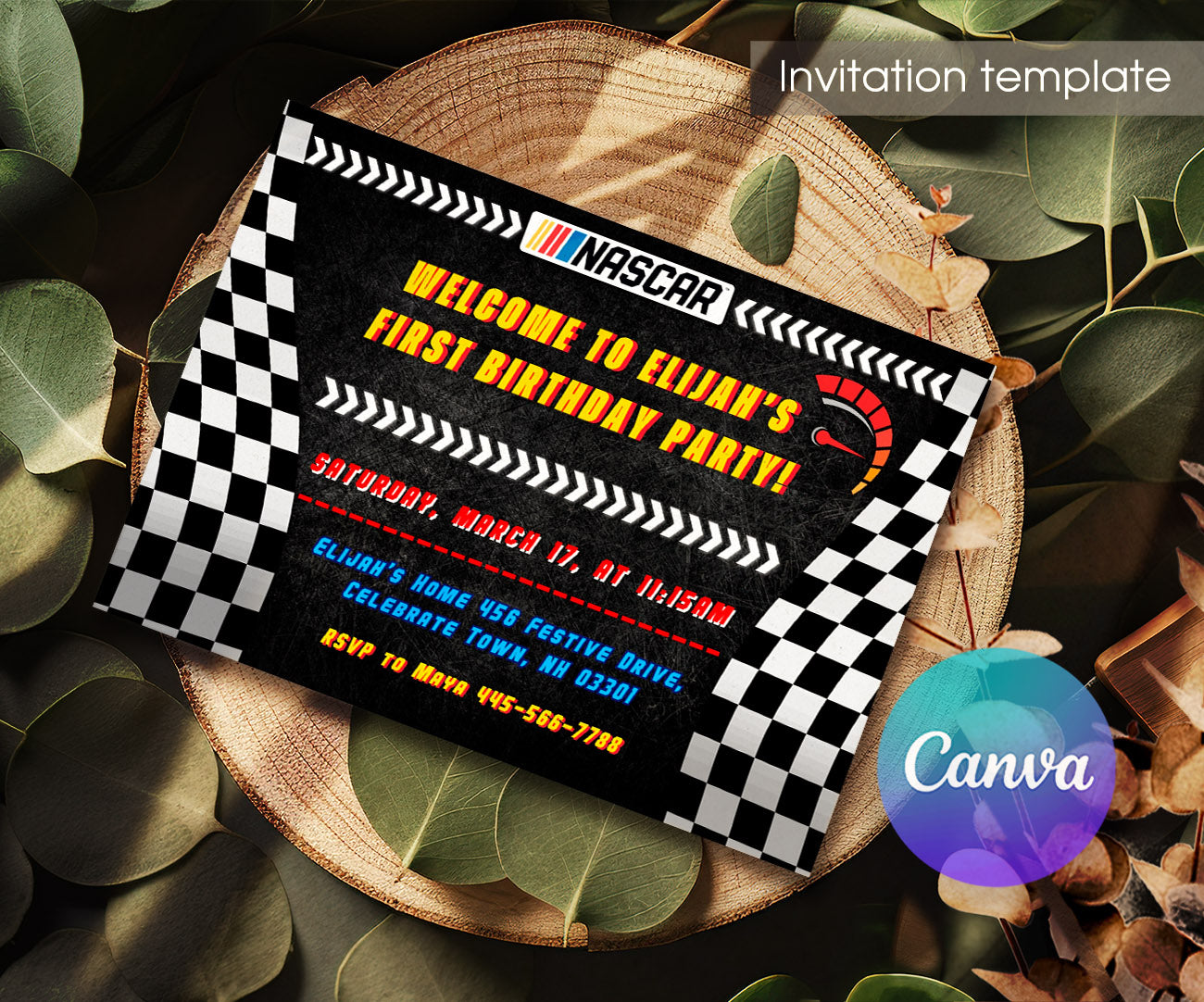 Nascar Ricky Bobby customizable invitation template | Share or Print | boy | KD962