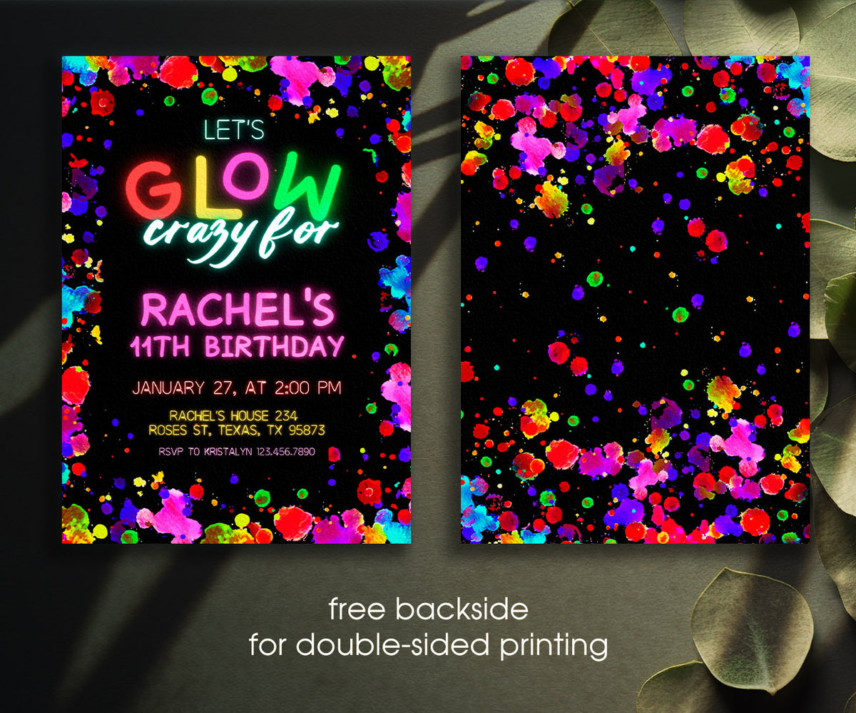 Lets Glow Crazy customizable invitation template | Share or Print | TI365
