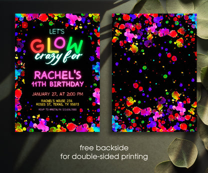 Lets Glow Crazy customizable invitation template | Share or Print | TI365