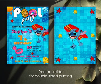 Lilo & Stitch Pool customizable invitation template | Share or Print | EW188