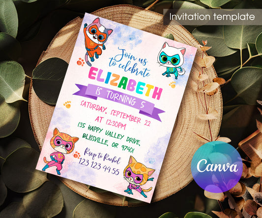 SuperKitties customizable invitation template | Share or Print | IR985