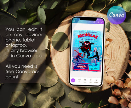 Spider Man Across the Spider-Verse customizable invitation template | Share or Print | boy | OJ701