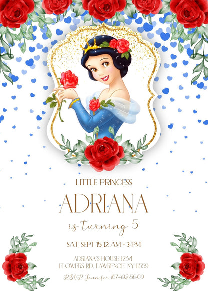 Snow White Princess customizable invitation template | Share or Print | girl | KA402