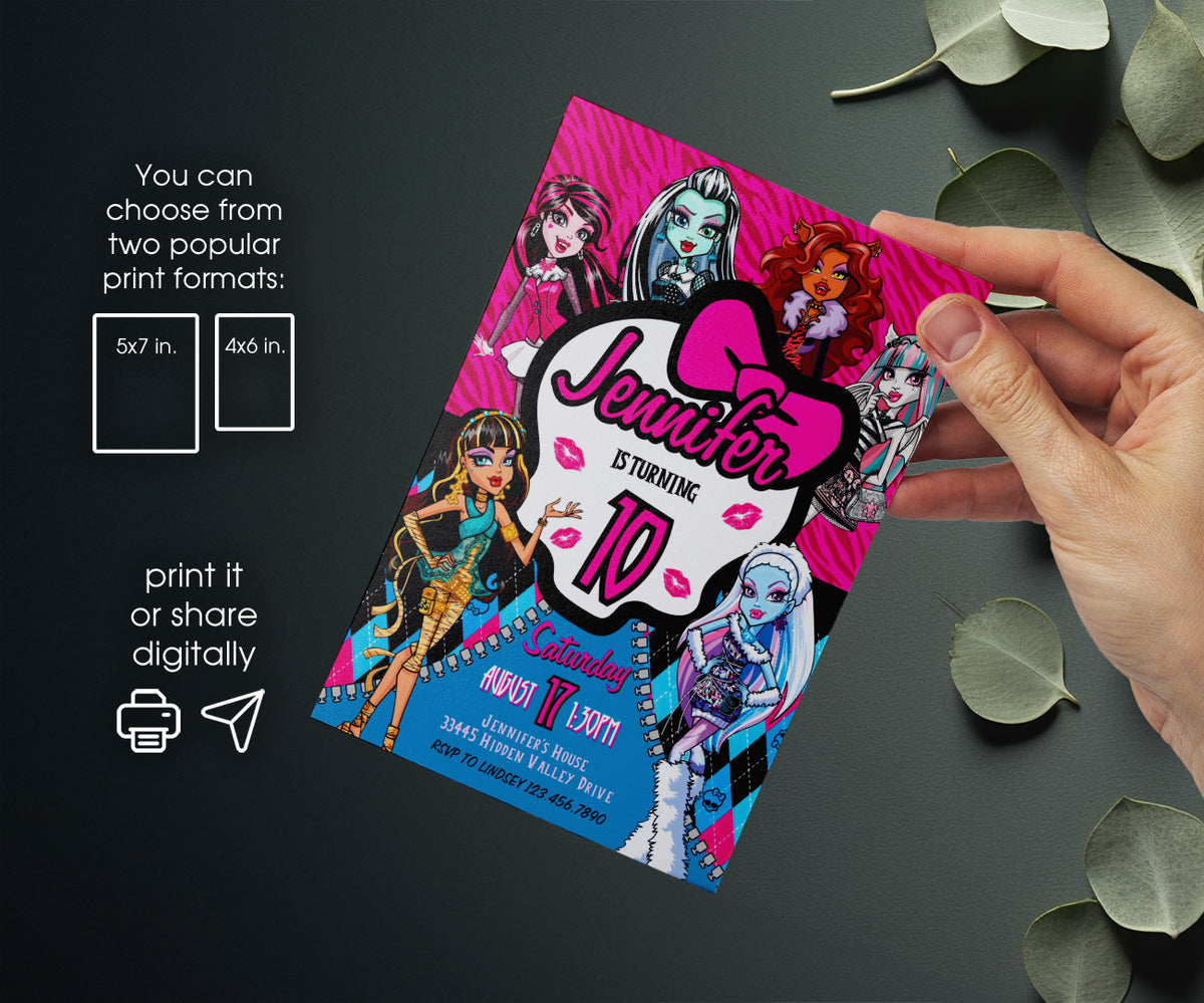 Monster High customizable invitation template | Share or Print | girl | QP804