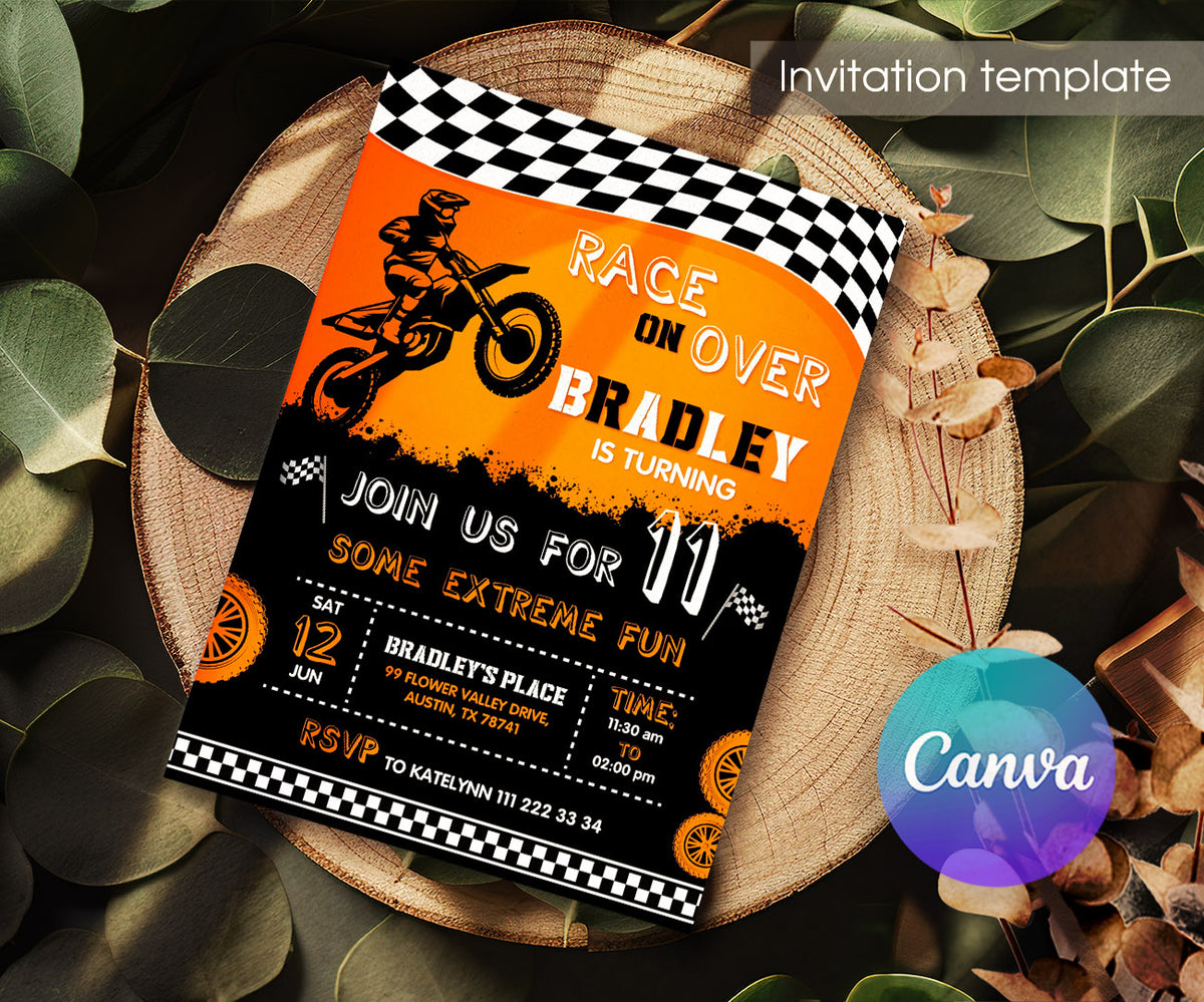 Motocross Extreme customizable invitation template | Share or Print | HV900