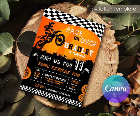 Motocross Extreme customizable invitation template | Share or Print | HV900