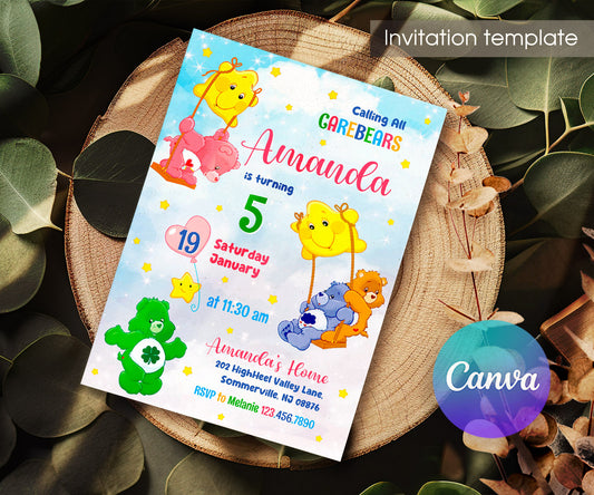 Care Bears customizable invitation template | Share or Print | XC384
