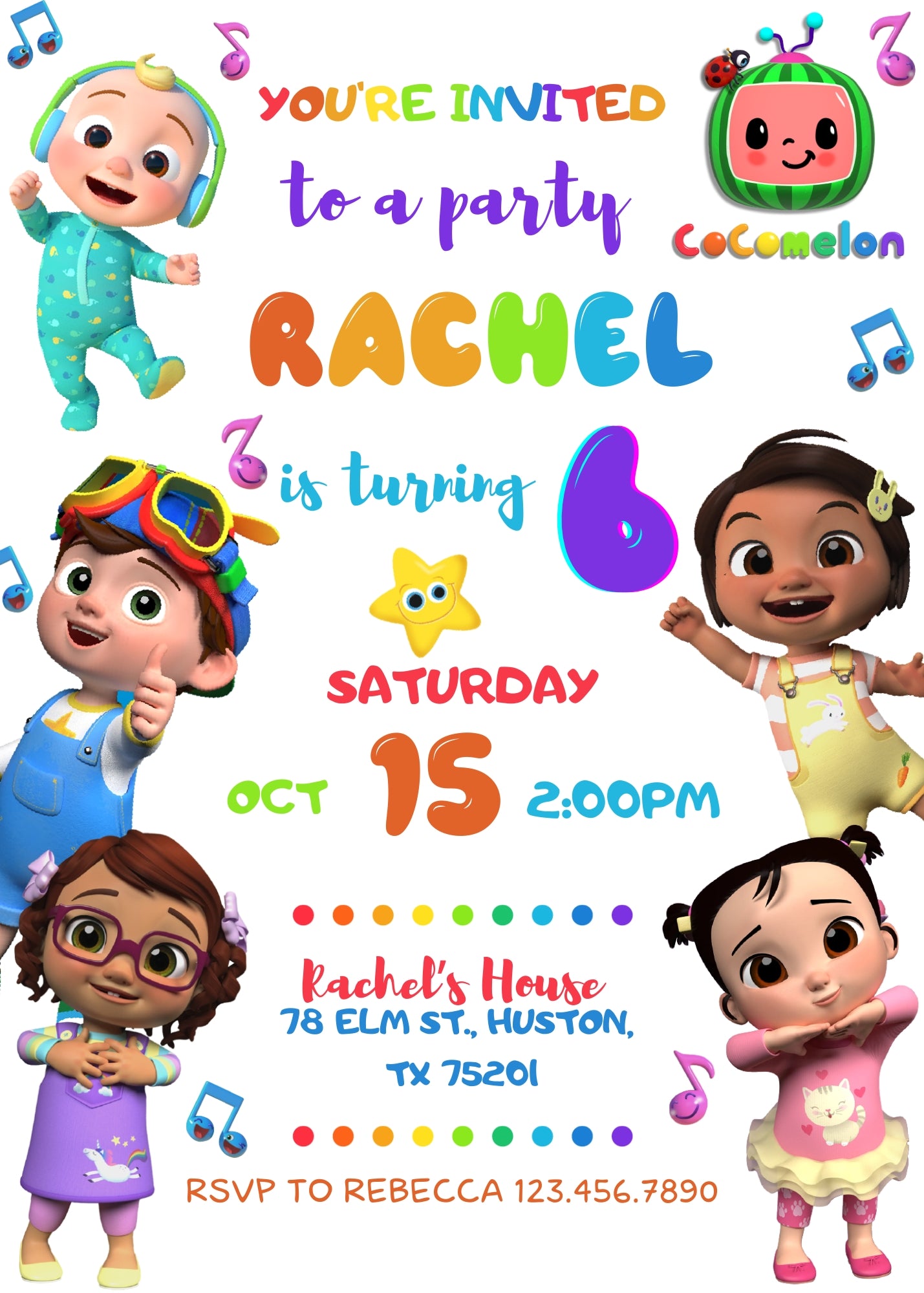 Cocomelon customizable invitation template | Share or Print | OX308