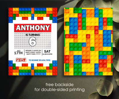 Lego customizable invitation template | Share or Print | CQ153