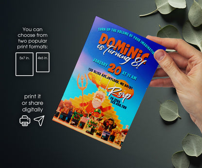 Lego Piece by Piece customizable invitation template | Share or Print | RG338