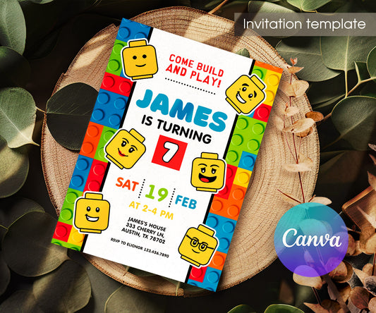 Lego Minifigures customizable invitation template | Share or Print | FE563