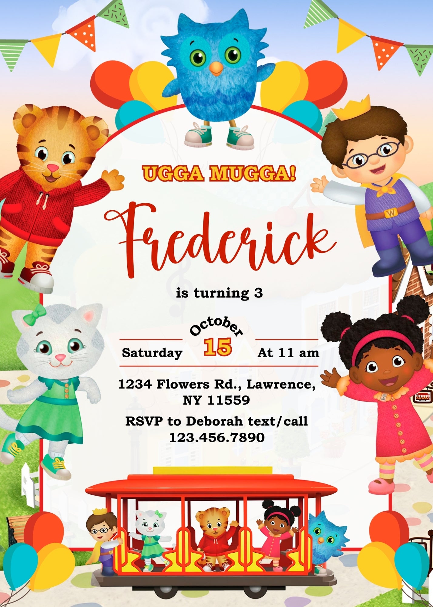 Daniel Tiger's Neighborhood customizable invitation template | Share or Print | LJ562