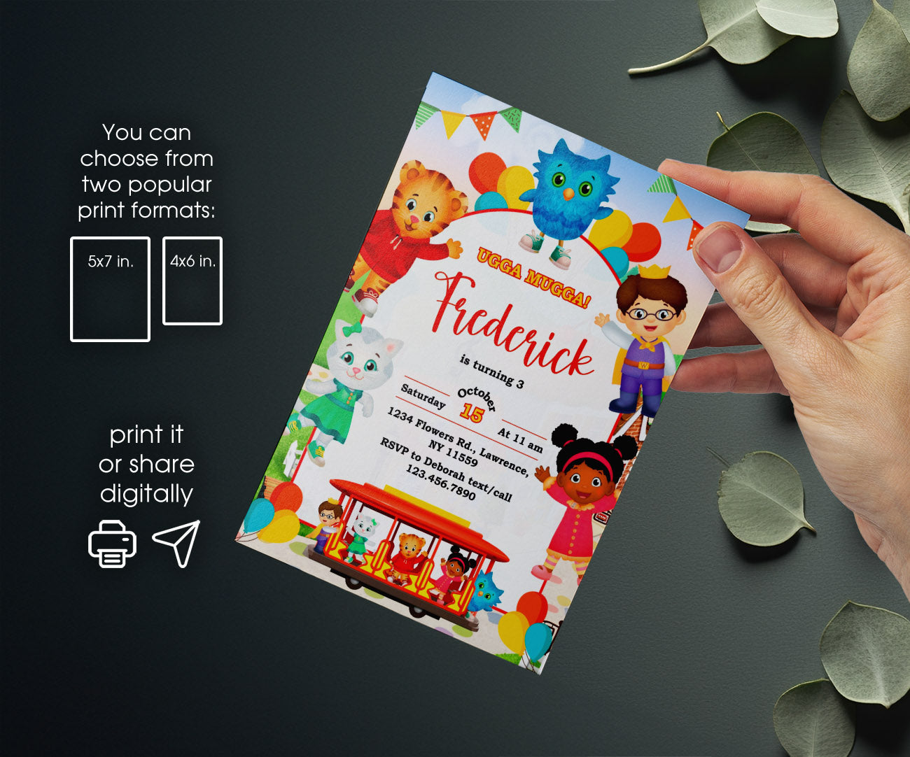 Daniel Tiger's Neighborhood customizable invitation template | Share or Print | LJ562