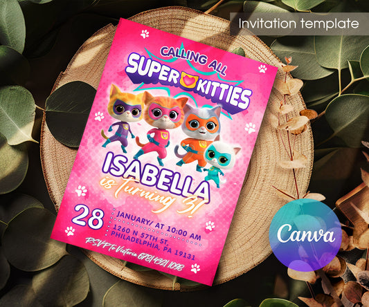 SuperKitties customizable invitation template | Share or Print | NM171
