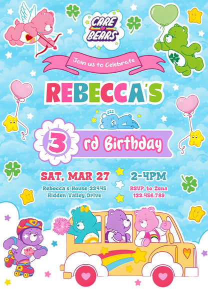 Care Bears customizable invitation template | Share or Print | UP463