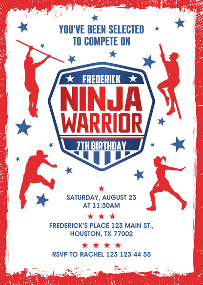 American Ninja Warrior customizable invitation template | Share or Print | HA191