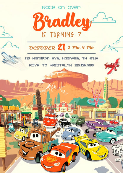 Cars Lightning McQueen customizable invitation template | Share or Print | boy | DQ159