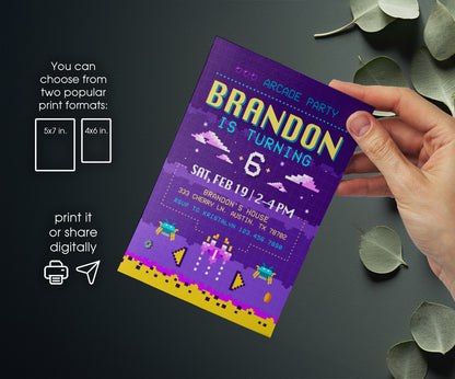 Arcade Gamer customizable invitation template | Share or Print | YC946
