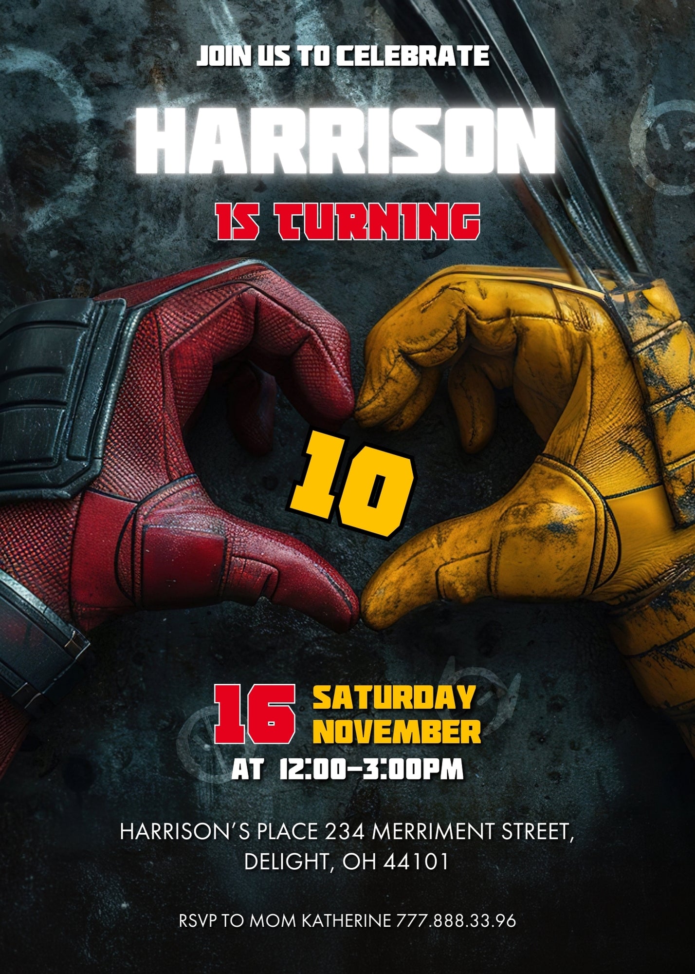 Deadpool Wolverine Marvel customizable invitation template | Share or Print | boy | ZC591