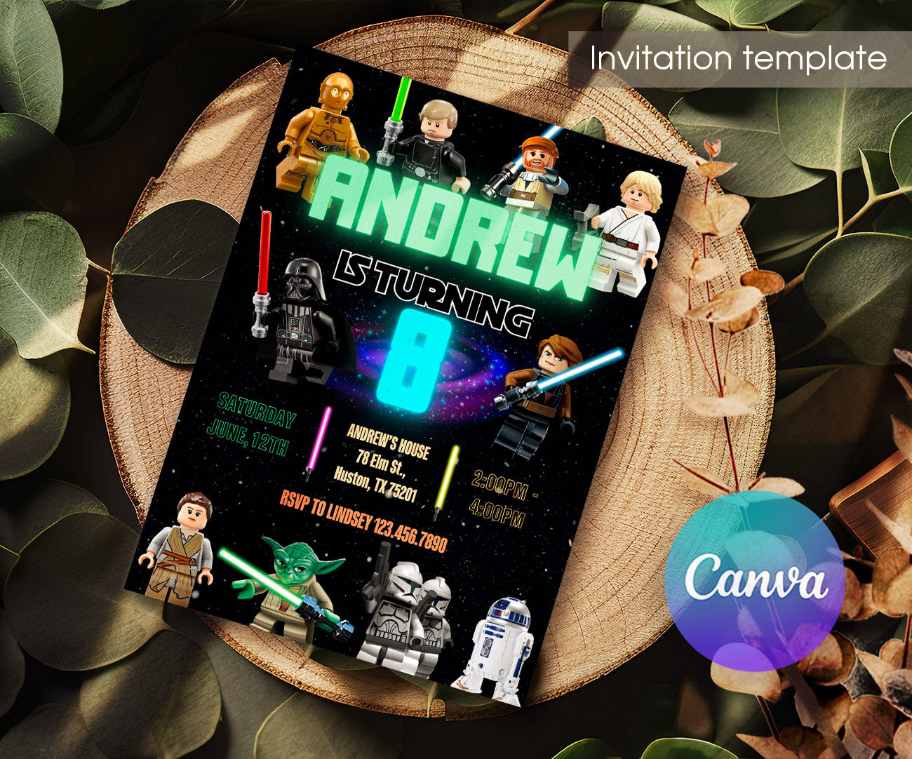 Star Wars Darth Vader Lego Minifigures customizable invitation template | Share or Print | SO231