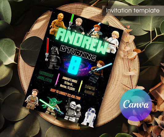 Star Wars Darth Vader Lego Minifigures customizable invitation template | Share or Print | SO231