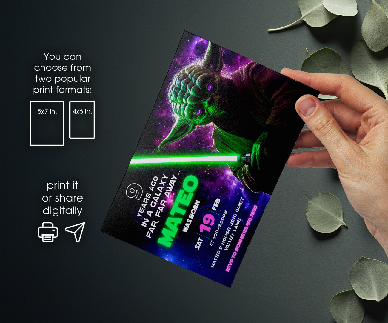 Star Wars Yoda customizable invitation template | Share or Print | YQ910