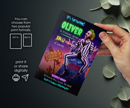 Beetlejuice Halloween customizable invitation template | Share or Print | LK106