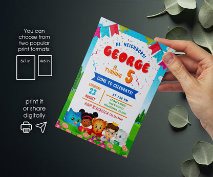 Daniel Tiger's Neighborhood customizable invitation template | Share or Print | MS853